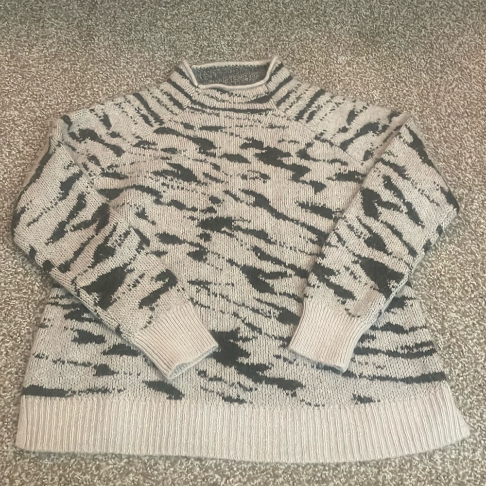 Madewell Asymmetrical Striped Turtle Neck Sweater